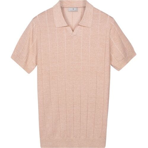 Thomas Maine Polo No Buttons Collar Full Needle Rib Placket Soft Peach / male