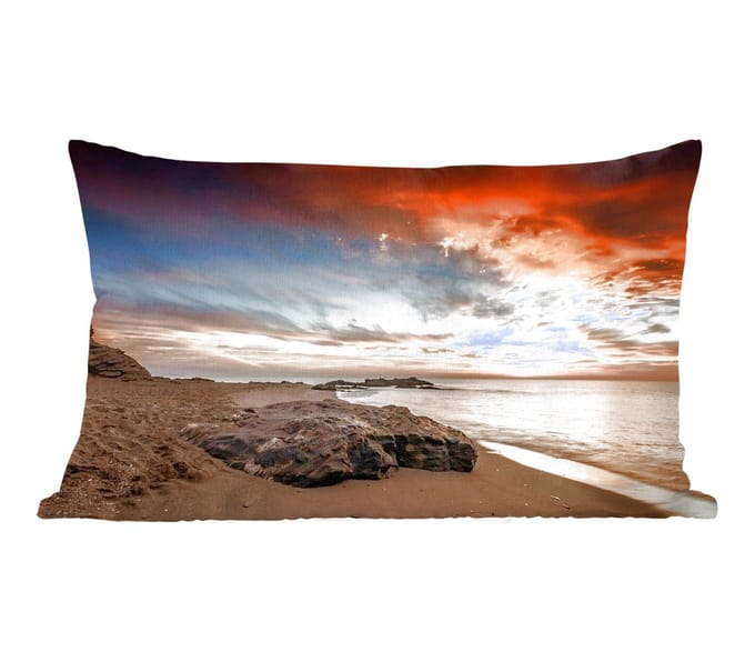 Sierkussens - Kussentjes Woonkamer - 60x40 cm - Strand - Stenen - Avond - Lucht - Natuur
