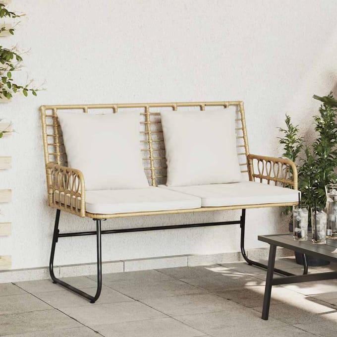 vidaXL - Tuinbank - Bruin - en - Crème - poly - rattan