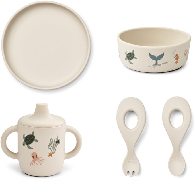 Liewood Ryle Printed Tableware Set Sea creature / Sandy