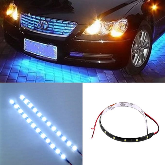 2 stuks / 1 pc 12V flexibele LED-strip licht waterdicht auto licht dagrijverlichting auto interieur exterieur 2Pcs blauw