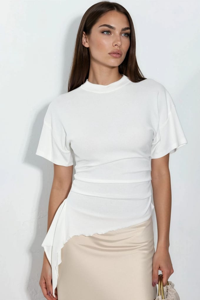 Oversized Crewneck Drape Blouse