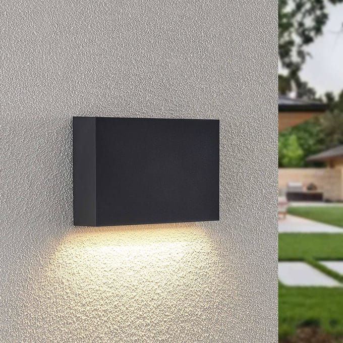 Lindby LED buiten wandlamp Jarte, 20 cm, down, grijs, IP65