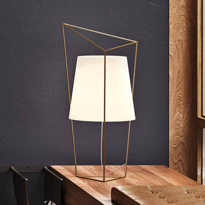 kdln tafellamp Tatu, messingkleurig, hoogte 69 cm, glas