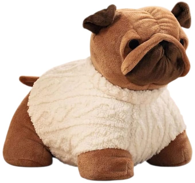 Home & Deco Deurstoppers Max de mops hond 1 kilo bruin - wol wit