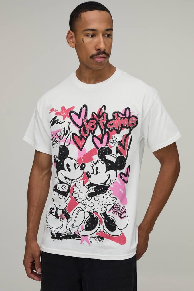 Oversized Minnie & Mickey Licentie Print T-shirt | White | Size XS