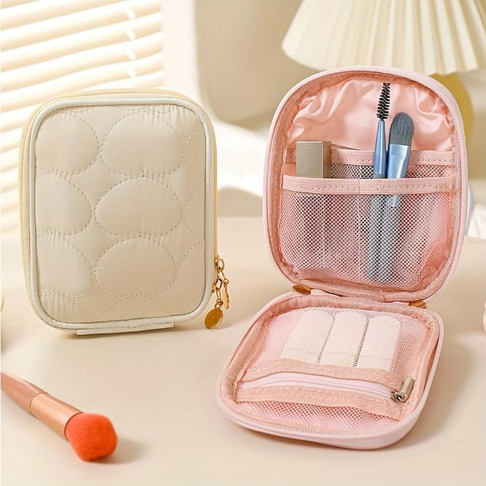 Draagbare Make-up Pouch voor Touch-Ups, Mini Lippenstift Cosmetica Opbergtas, Multifunctionele Organizer met Grote Capaciteit, Toilettas