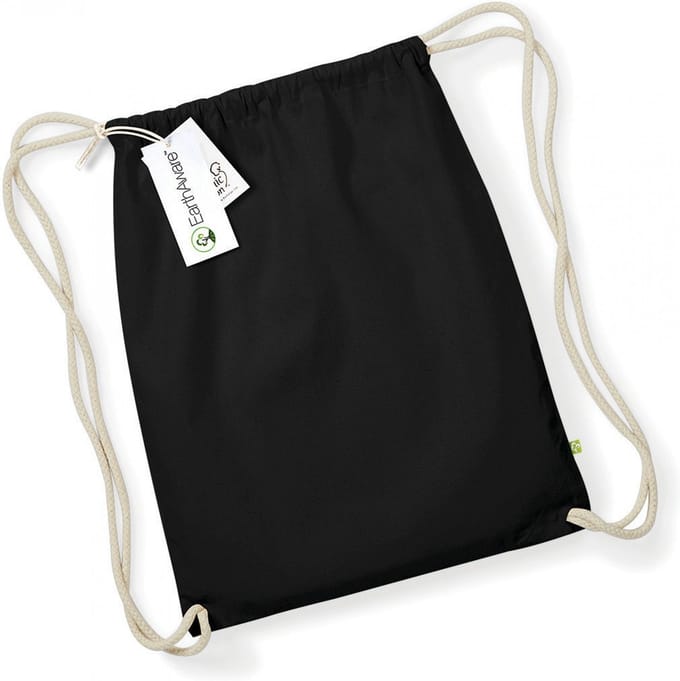 Westford Mill EarthAware® Organic Gymsac WM810 - Black - 37 x 47 cm