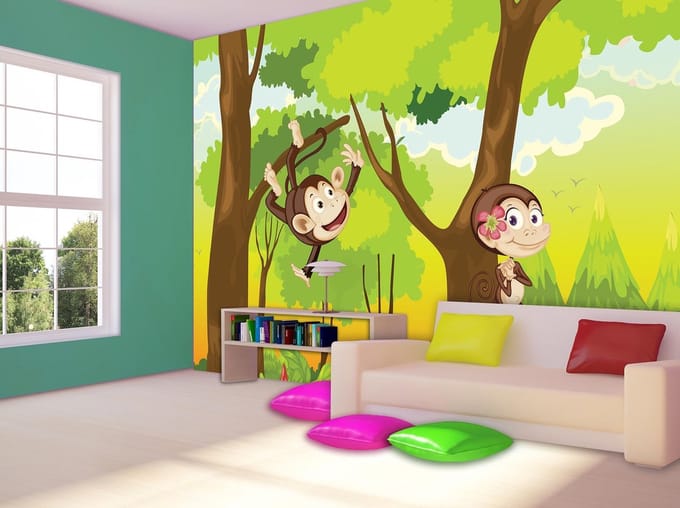 Monkeys Boys Bedroom Photo Wallcovering