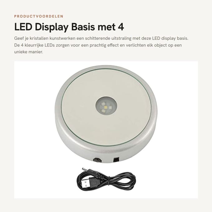 Dailygoods - LED Display Basis met 4 Kleurrijke LEDs voor Kristallen Kunst