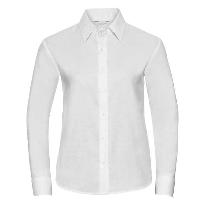 Russell Dames/Dames Oxford Easy-Care overhemd met lange mouwen (Wit)