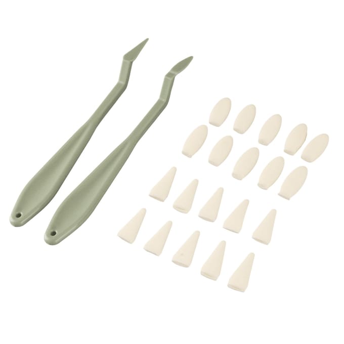 2 Stuks Schetsspons Wisser Plastic Handvat Wasbaar Elastisch Vervangbare Schetsmes Pen met 20 Koppen white