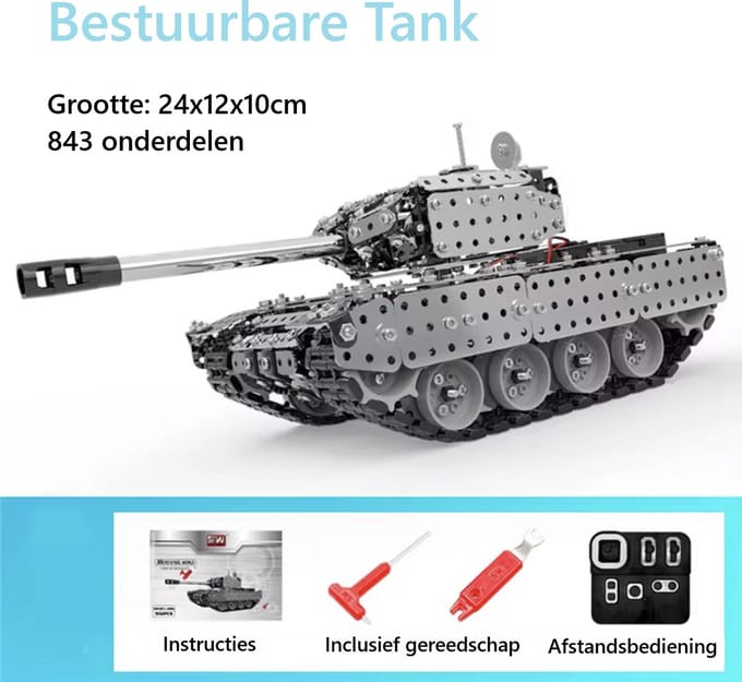 Bouwpakket Bestuurbare Tank - Met Afstandsbediening - Militaire Modelbouw