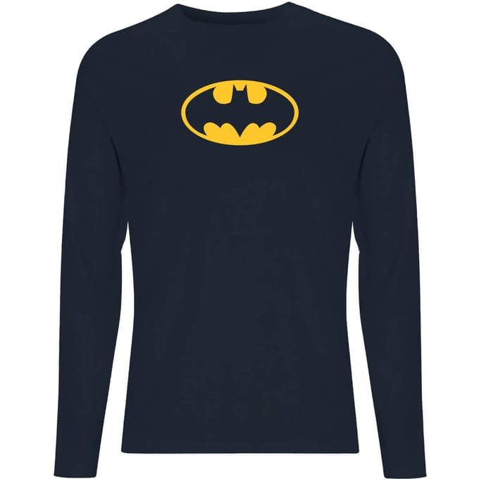 Justice League Batman Logo Men's Long Sleeve T-Shirt - Navy - M