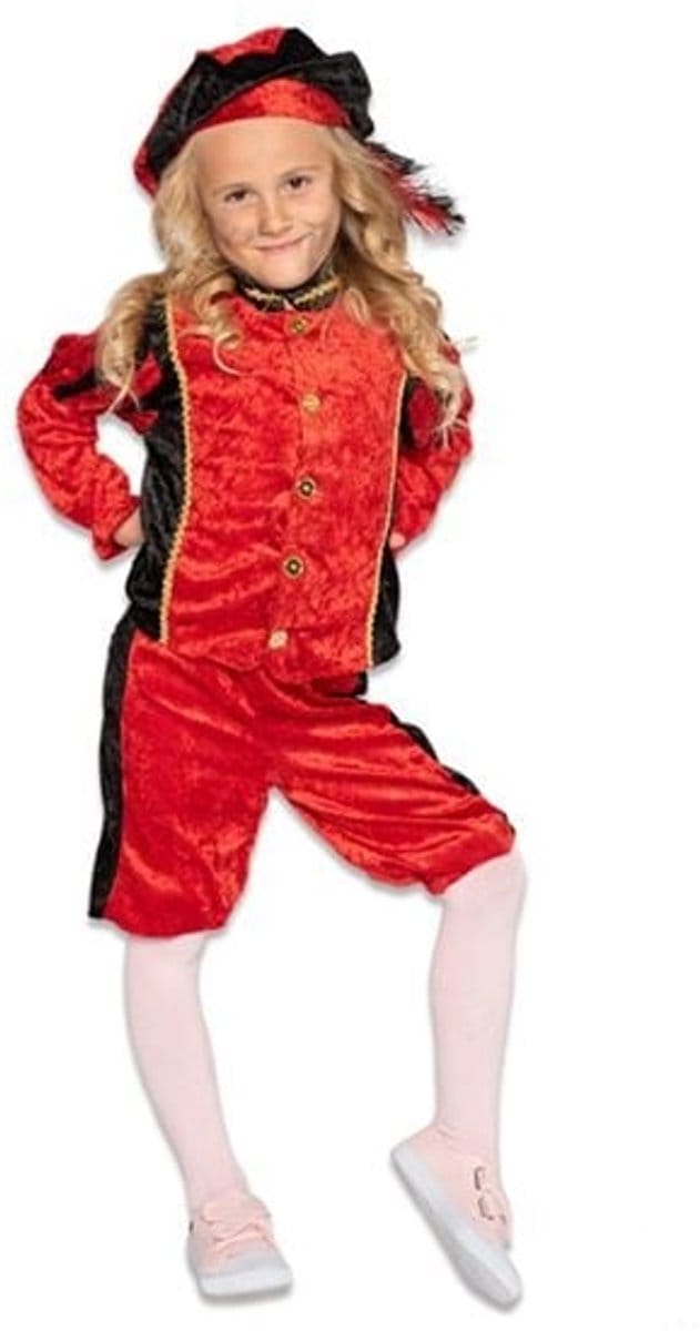 Witbaard Pietenpak Junior Polyester Rood/zwart 3-delig Mt 140