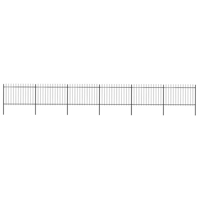 vidaXL - Tuinhek - met - speerpunt - staal - 1005x120 - cm - zwart