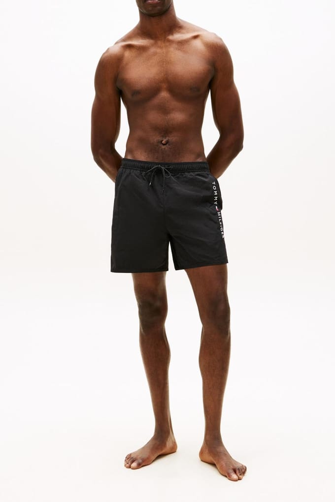 Tommy Hilfiger Medium Drawstring Swim Trunk Black Größe: S | Badehosen Outlet | Herren | Schwarz