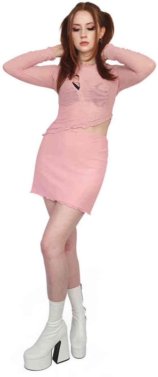 Banned - Chibi Mesh Korte rok - XL - Roze