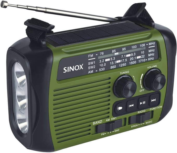 Sinox noodradio met zaklamp | AM/FM/SW, Bluetooth en USB/Micro SD