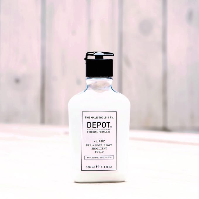 Depot, 400 Scheer Specifieke Items Nee. 402, Essentiële Oliën, Verzachtend, Vloeistof voor voor en na het scheren, 100 ml
