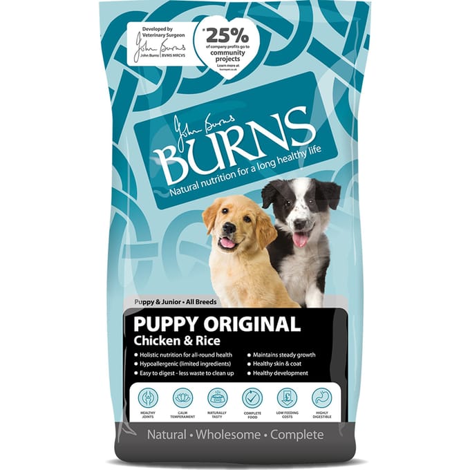 2x12kg Puppy/Junior Original Kip & Rijst Burns Hondenvoer