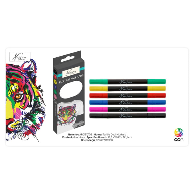 Creative Craft Group Nassau Textiel Dual Markers - 6 pcs.