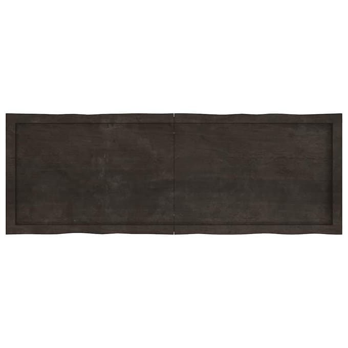 vidaXL - Tafelblad - natuurlijke - rand - 140x50x(2-6)cm - eikenhout - donkerbruin
