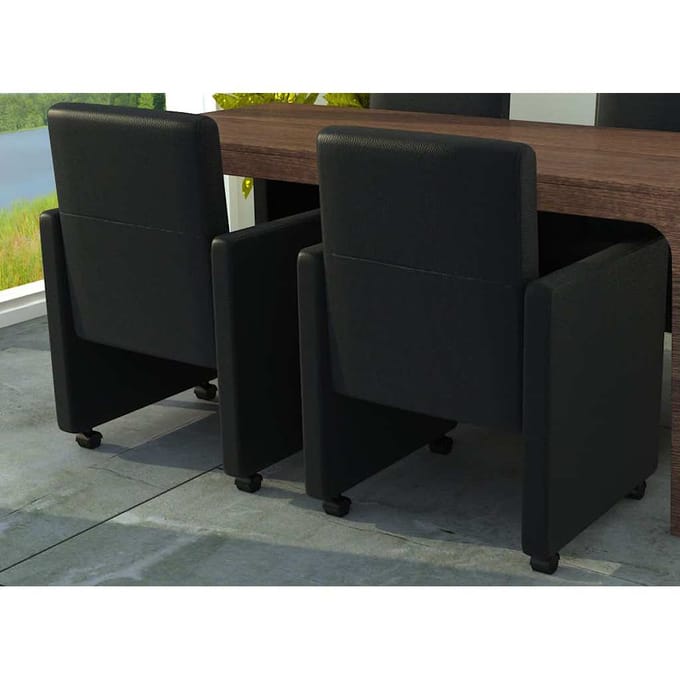 vidaXL - Eetkamerstoelen - 2 - st - kunstleer - zwart