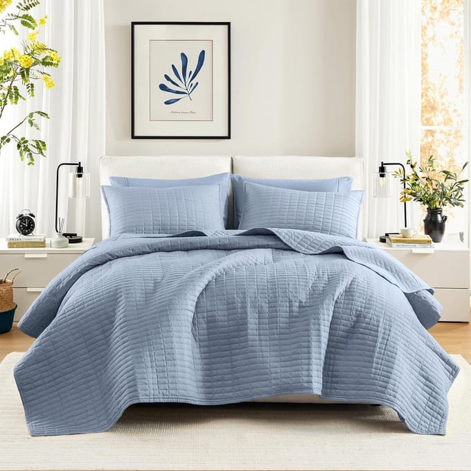 Lichtgewicht Deken Set voor het Hele Seizoen Blauw King/Cal King