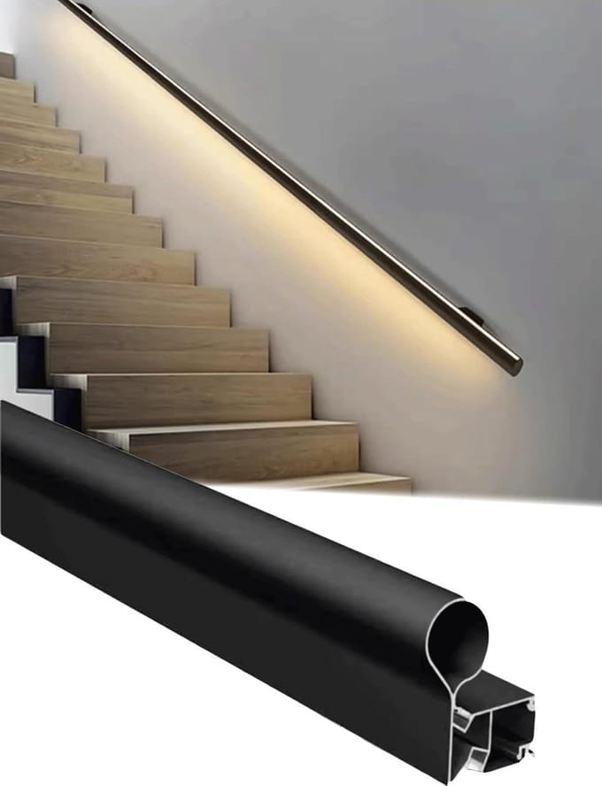 Verlichte Trapleuning - Wand Leuning - Veilig Lopen - Bewegingssensor Activering - 100 cm - Zwart