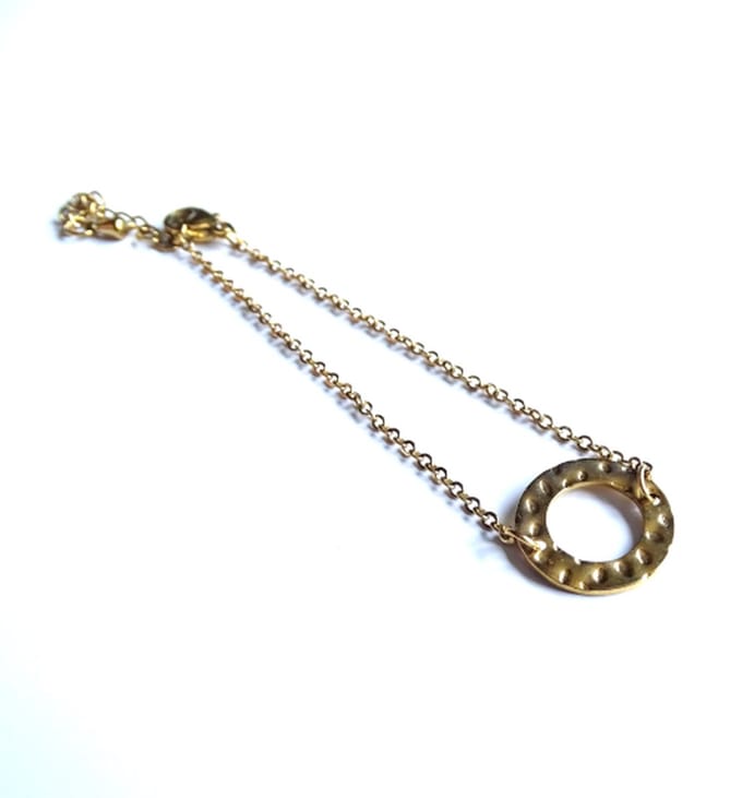 2 Love It Hammered Circle - armband - RVS - goudkleurig gehamerde cirkel