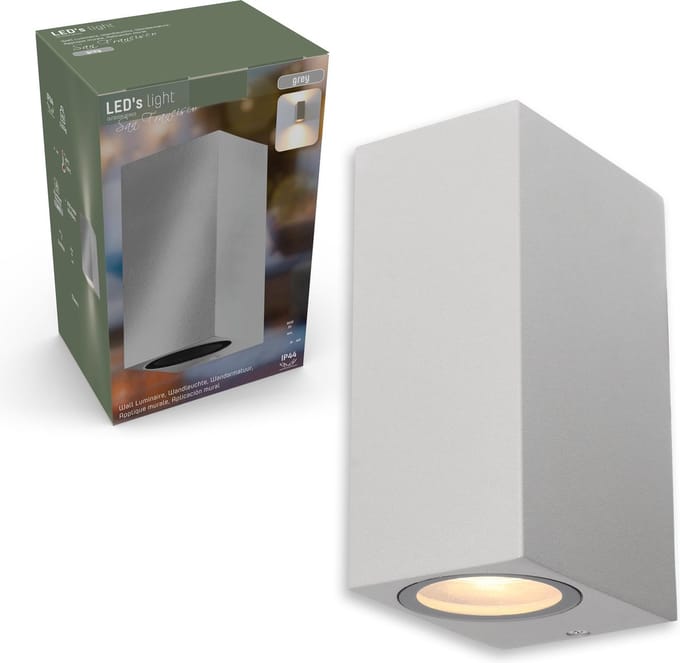 LED's Light LED Buitenlamp dubbel - San Francisco Wandspot buiten - IP54 - Grijs