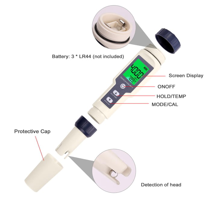 5-in-1 professionele multiparameter combo-testmeter PHECTDSSalinityThermometer Digitaal with backlight veelkleurig