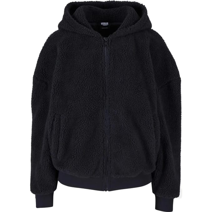 Urban Classics - Oversized Sherpa Vest met capuchon - S - Zwart