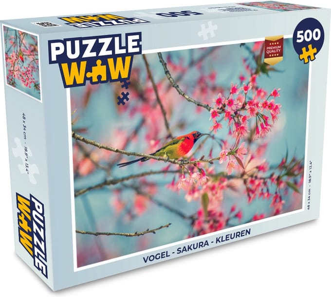 Puzzel Vogel - Sakura - Kleuren - Legpuzzel - Puzzel 500 stukjes