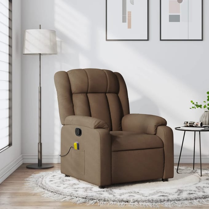 vidaXL - Massagestoel - verstelbaar - stof - bruin