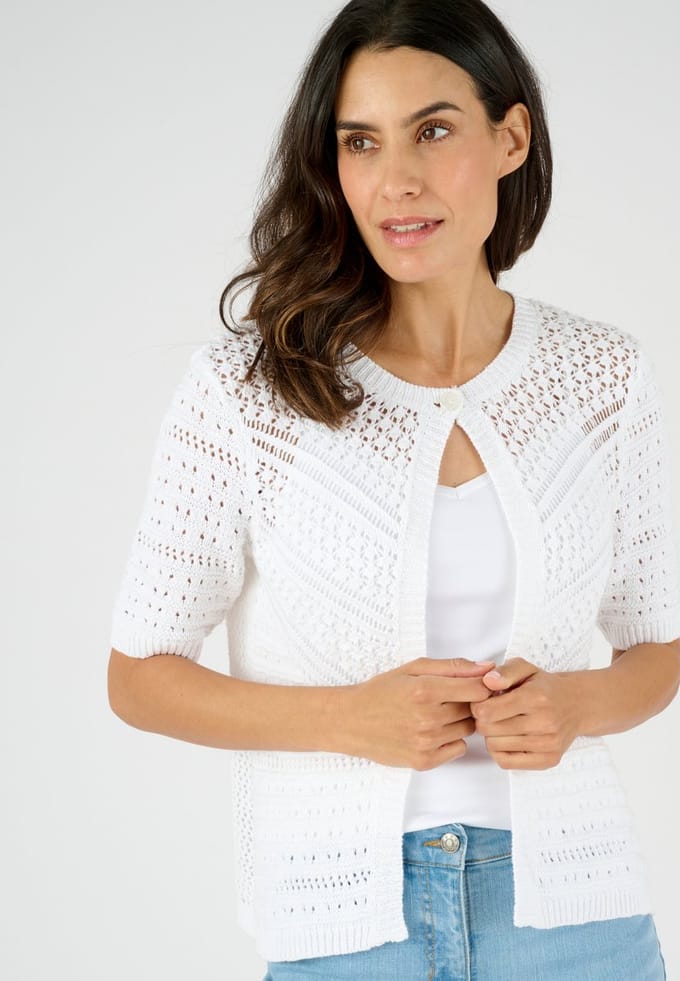 Damart - Bolerovest van sierlijk tricot - Dames - Wit - S