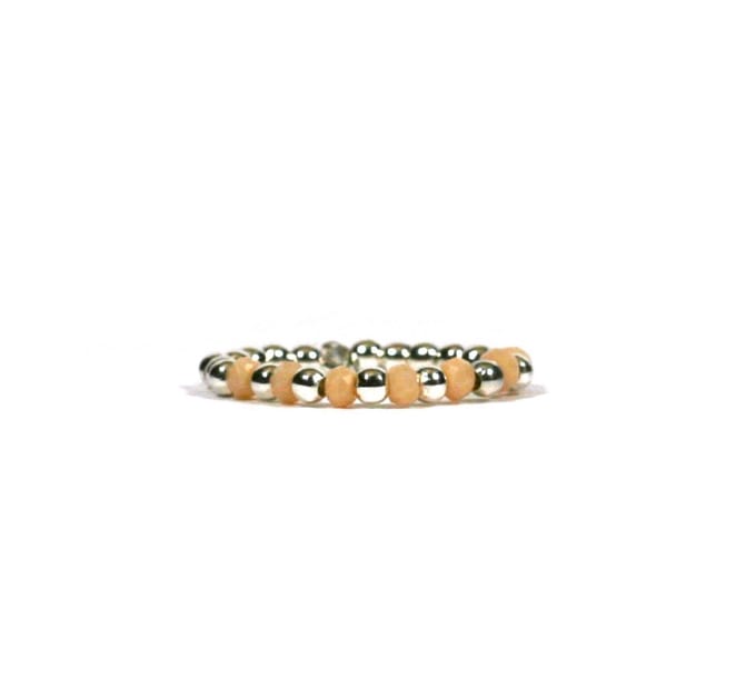 Heaven Eleven - 925 Zilver ring - peach stenen - one size fits all