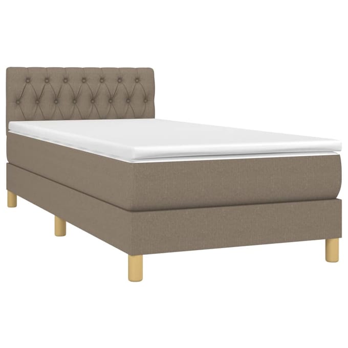 vidaXL - Boxspring - met - matras - en - LED - stof - taupe - 80x200 - cm