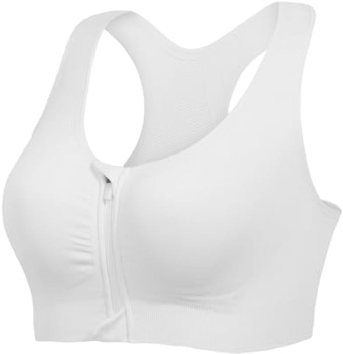 Sportbeha voor vrouwen met ritssluiting - Medium ondersteuning - Racerback - Wit - XL