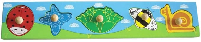 Primi Passi - Large Wooden Studded Board Animals in the Garden