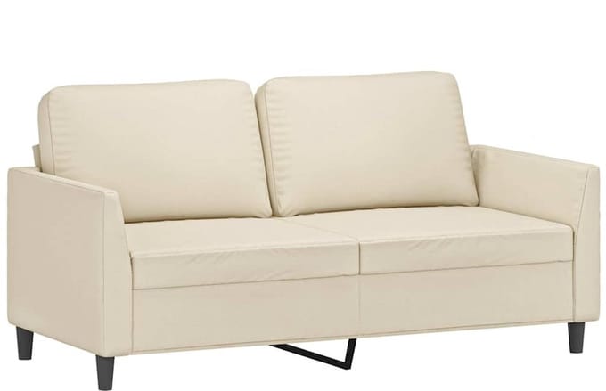 vidaXL - Tweezitsbank - 140 - cm - kunstleer - crèmekleurig