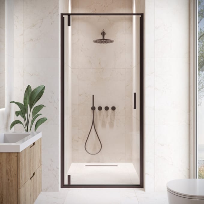 Badplaats Douchedeur Seattle 80 x 190 cm – Zwart – Douchewand 6 mm Veiligheidsglas