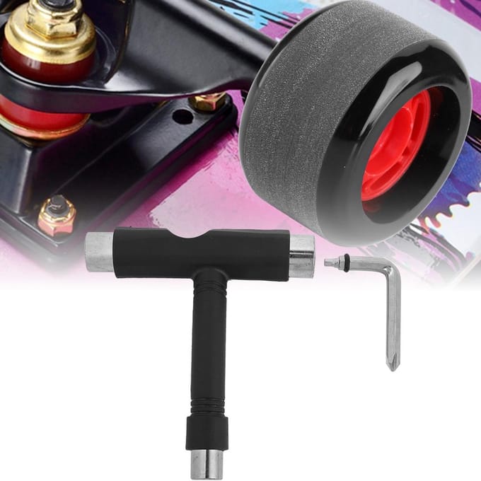 Duurzame Skateboard T-vormige Sleutel & L-vormige Steeksleutel Draagbaar Schroevendraaiergereedschap Montage gray
