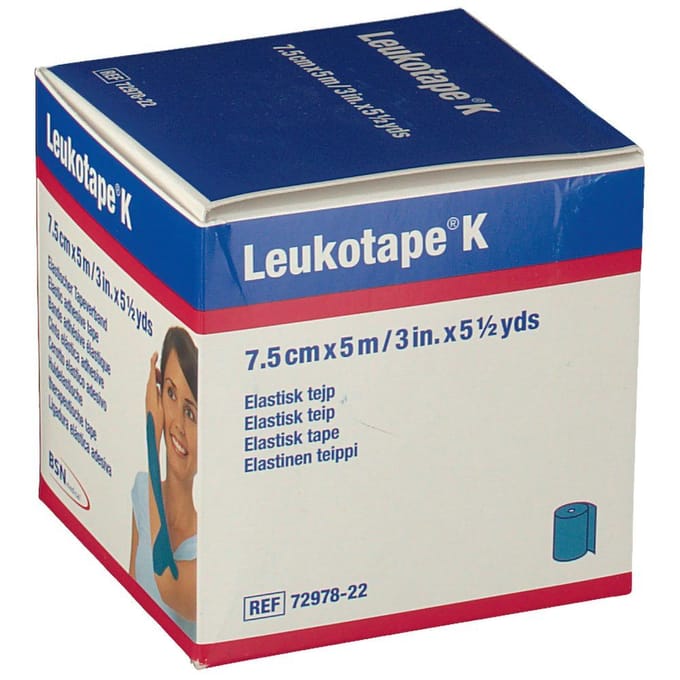 Leukotape K Kleefwindel Elast Blauw 7,5cmx5m 1
