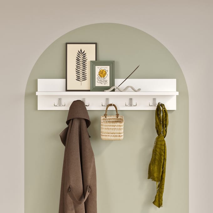 LUNOR® Leon - Kapstok - Wandkapstok - 5x2 haken - Wit - 80 cm