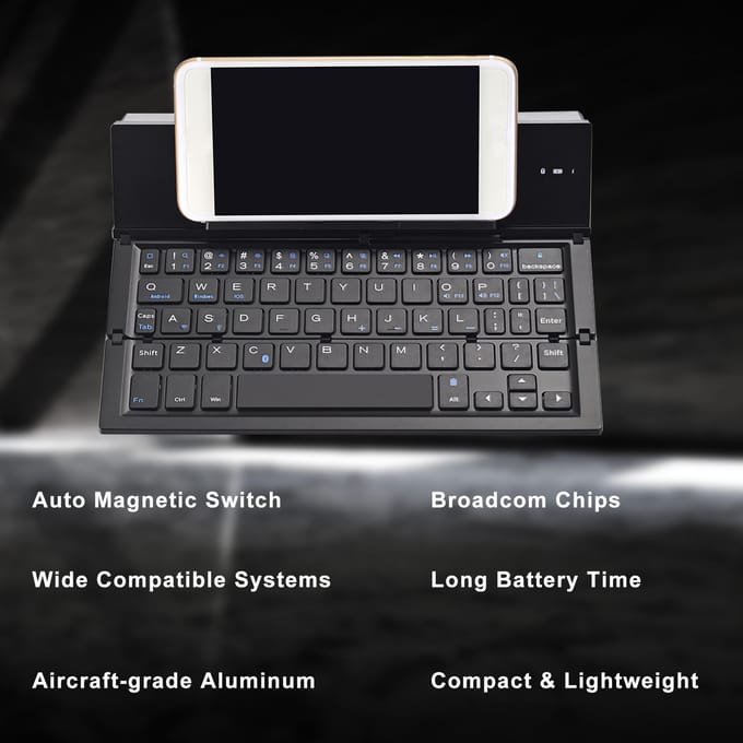Mini Opvouwbaar BT Toetsenbord Draagbaar voor iPad Smartphones goud