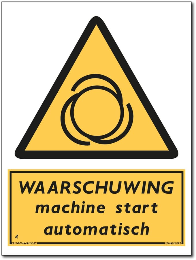 Machine start automatisch bord - Waarschuwing - Aluminium - 30 x 40 cm