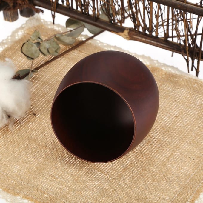 Traditionele Natuurlijke Houten Koffie Modder Dikbuik Houten Theekop black