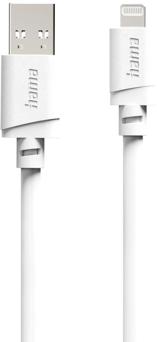 Hama 00201801 USB-laadkabel USB 2.0 Apple Lightning stekker, USB-A stekker 2 m Wit Met USB